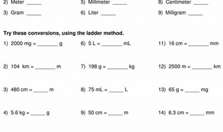 Metric Conversion Worksheet 1 Answer Key Unit Conversion Practice Problems With Answers