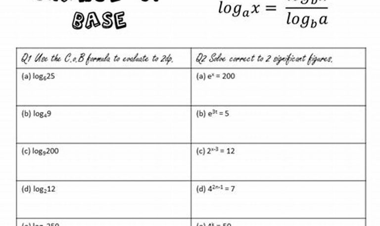 Logarithm Practice Worksheet