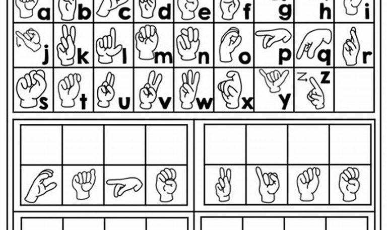 Sign Language Worksheets For Kindergarten