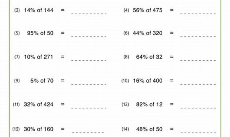 Grade 7 Percentage Worksheets