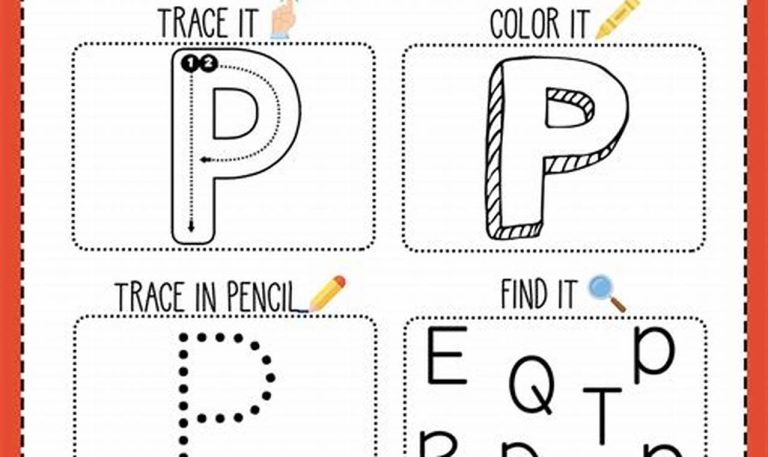 Letter P Worksheets For Kindergarten