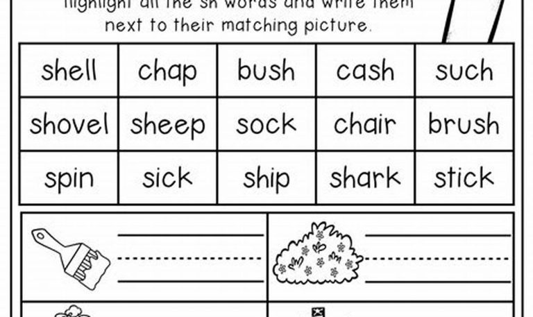 Sh And Ch Words Worksheets