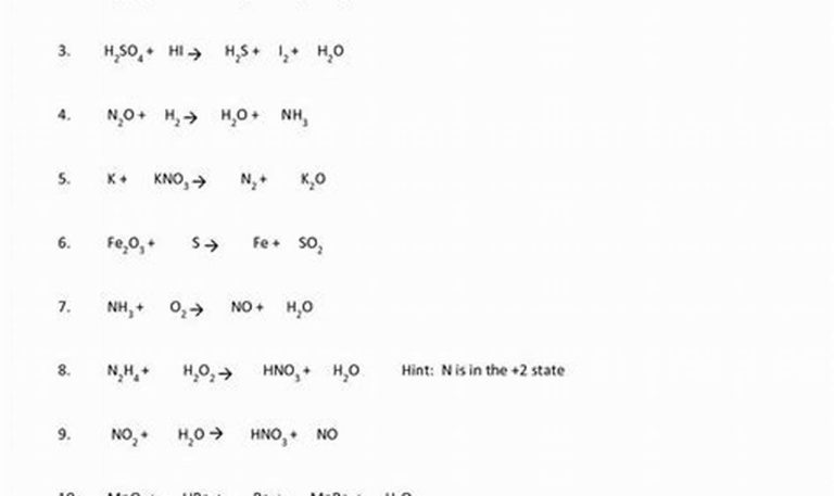 Balancing Redox Reactions Worksheet With Answers