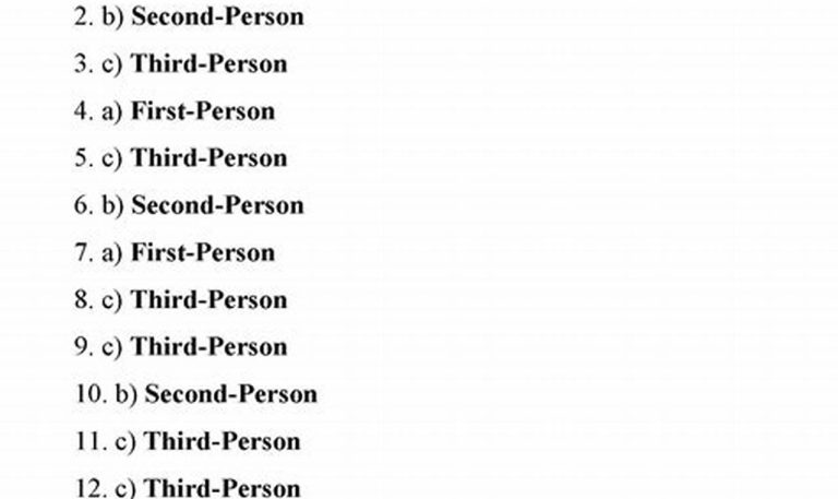 Point Of View Worksheet 11 Answers