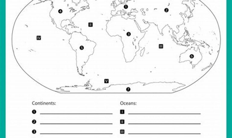 Continents And Oceans Worksheet Free