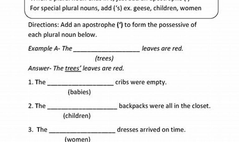 2nd Grade Possessive Nouns Worksheets For Grade 2