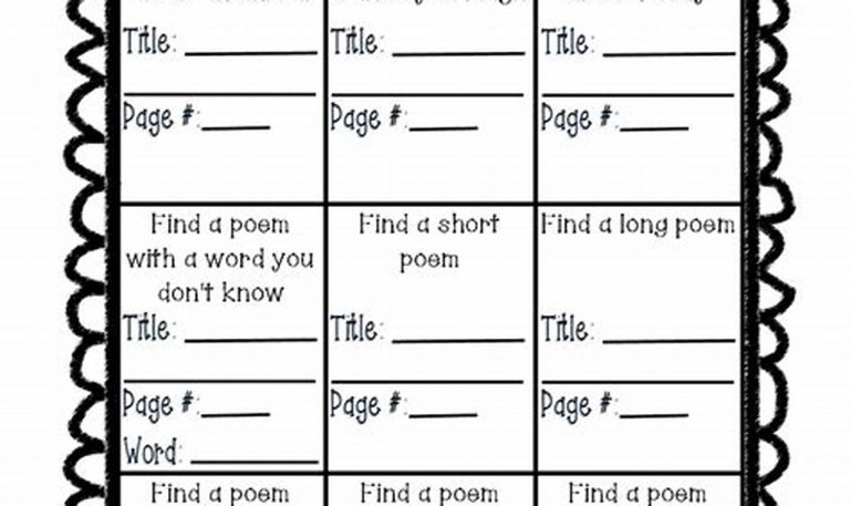 Free Printable Poetry Worksheets