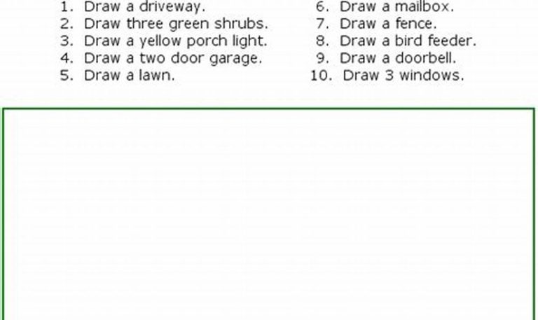 Directions Worksheet Following Directions Drawing Activity