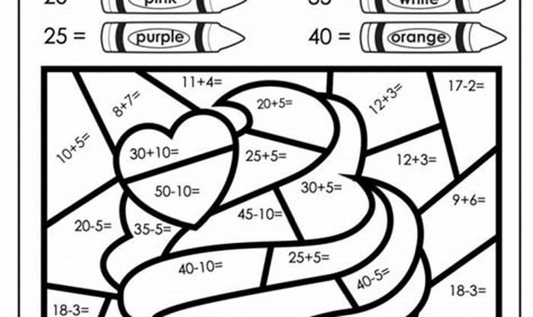 4th Grade Math Worksheets Multiplication Color By Number