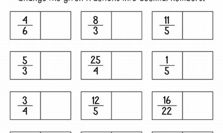 7th Grade Grade 7 Fractions To Decimals Worksheet