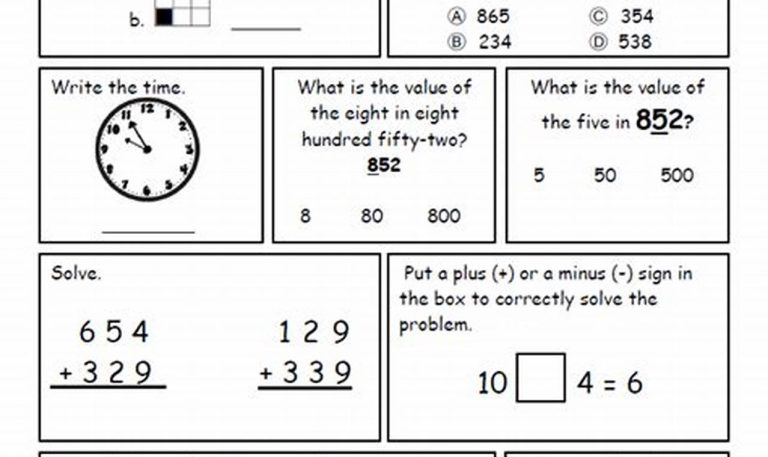 Printable Second Grade Math Review Worksheets