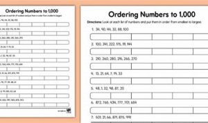 Ordering Numbers Worksheets 2nd Grade