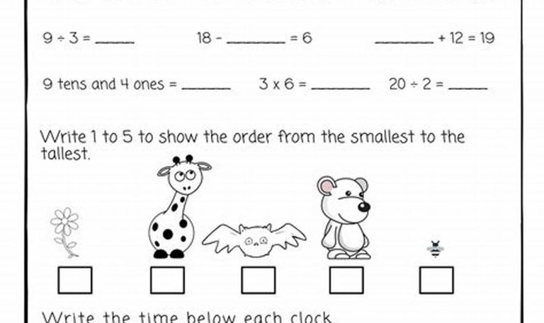 First Grade Year 1 Maths Worksheets Printable Australia