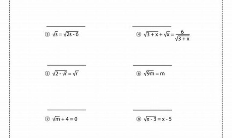 Solving Radical Equations Worksheet