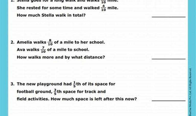 6th Grade Fractions Worksheets Grade 6 Word Problems