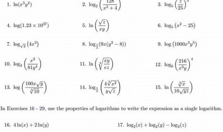 Logarithm Worksheet With Answers