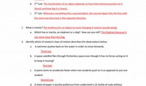 Newton's Law Of Motion Worksheet Answer Key