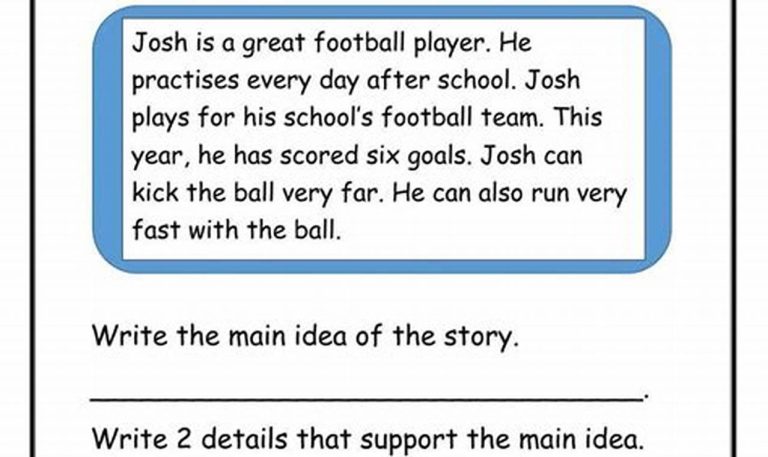 Main Idea And Supporting Details Worksheets With Answers