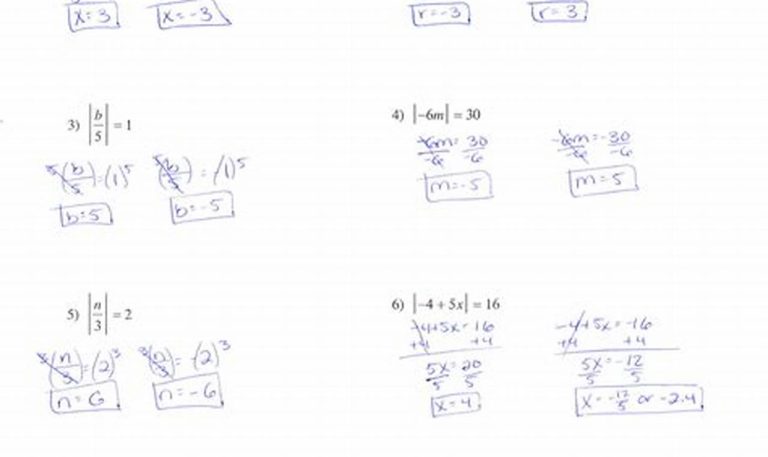 Solving Absolute Value Equations Worksheet Answer Key