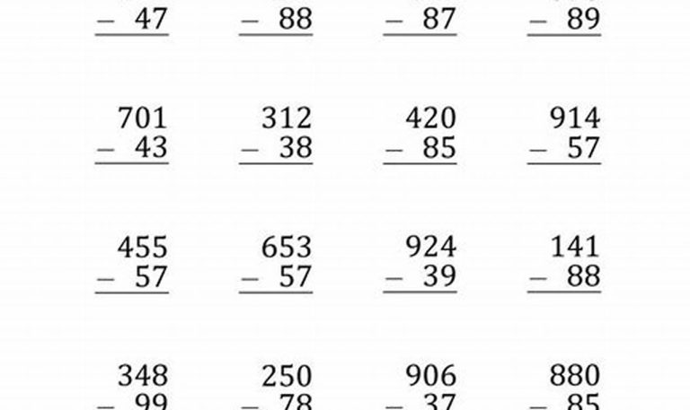 Double Digit Subtraction With Regrouping Worksheets 3rd Grade