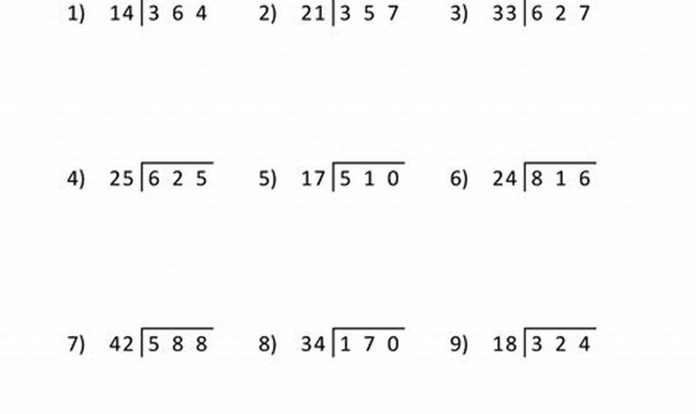 Long Division Worksheets Grade 6