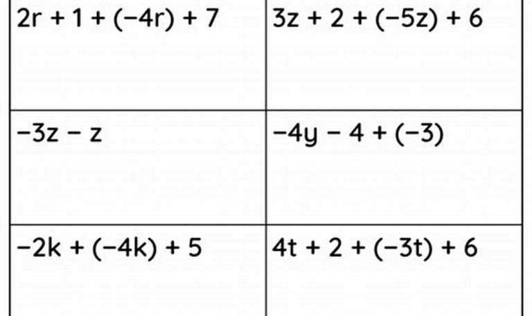 Algebraic Expressions Worksheets With Answers