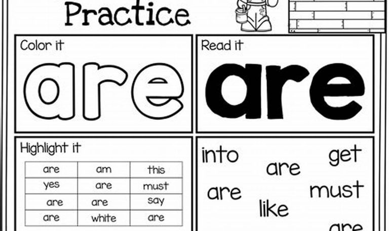 Kindergarten Sight Words Worksheets