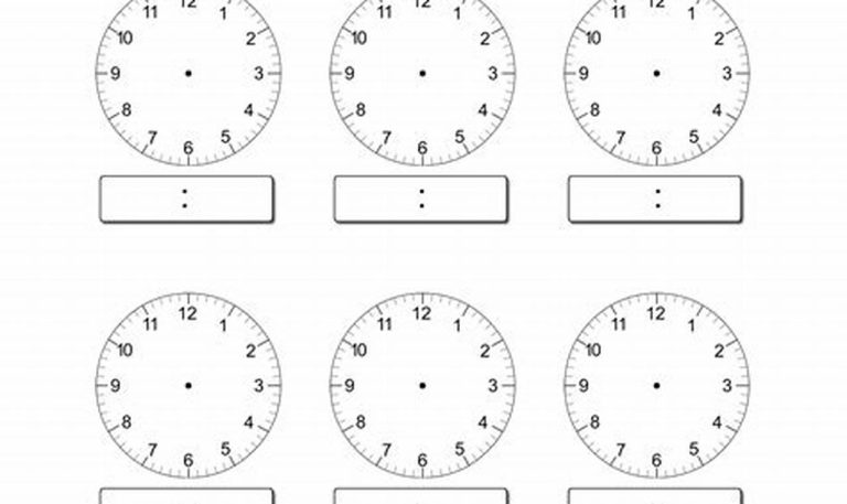 Printable Blank Clock Worksheets