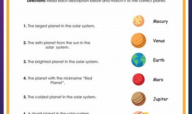 Science Worksheets For Grade 5 Solar System