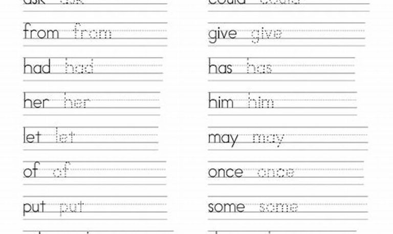 Handwriting Practice Sheets 1st Grade