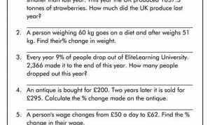 Percent Of Change Worksheet 7th Grade Answer Key