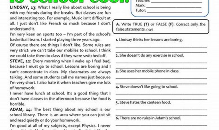 Free Printable English Grammar Worksheets For 7th Grade