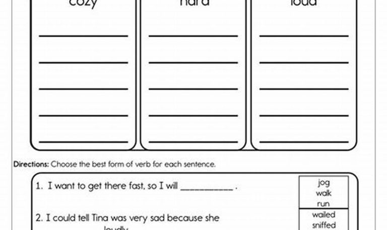 Noun Verb Adjective Worksheet 1st Grade