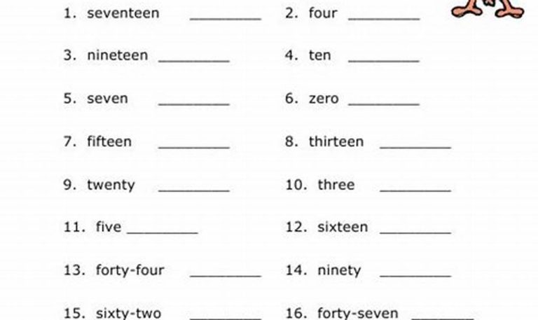 Printable Writing Numbers In Words Worksheets Grade 2