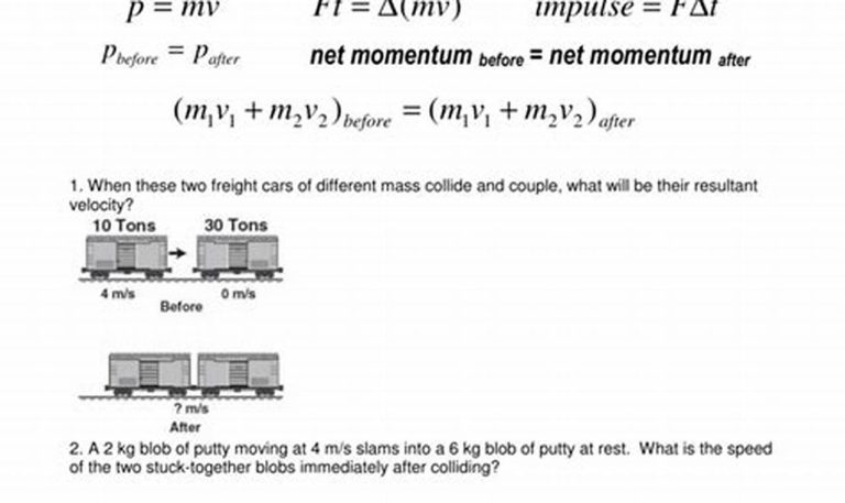 Conservation Of Momentum Worksheet