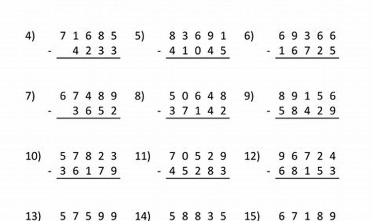 Year 5 Maths Addition And Subtraction Worksheets