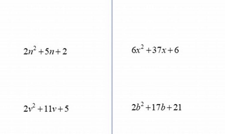 Factoring Quadratics Worksheet A Greater Than 1