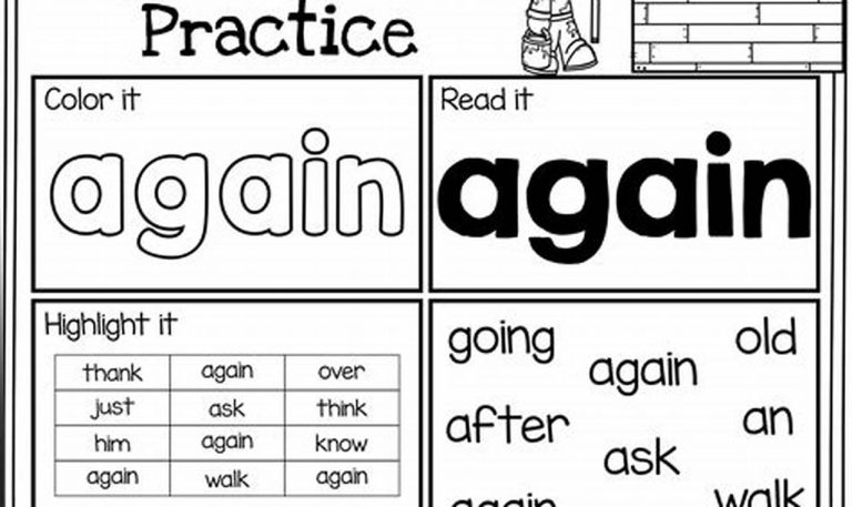 Free Printable Worksheets For 1st Grade Sight Words