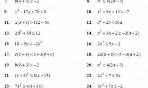 Grade 9 Quadratic Inequalities Worksheet