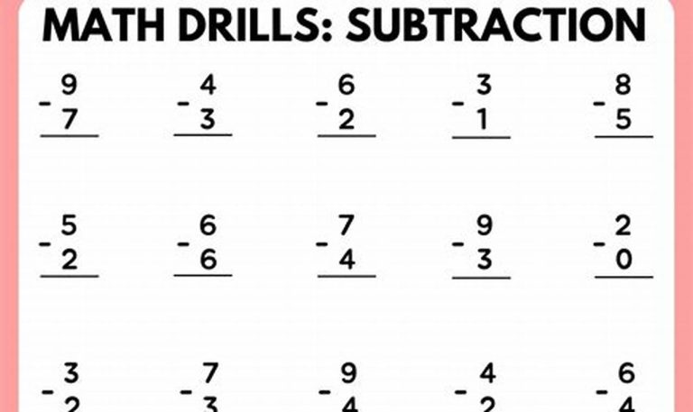 Math Drills Addition And Subtraction