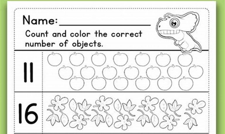 Counting Worksheets For Kindergarten 11-20