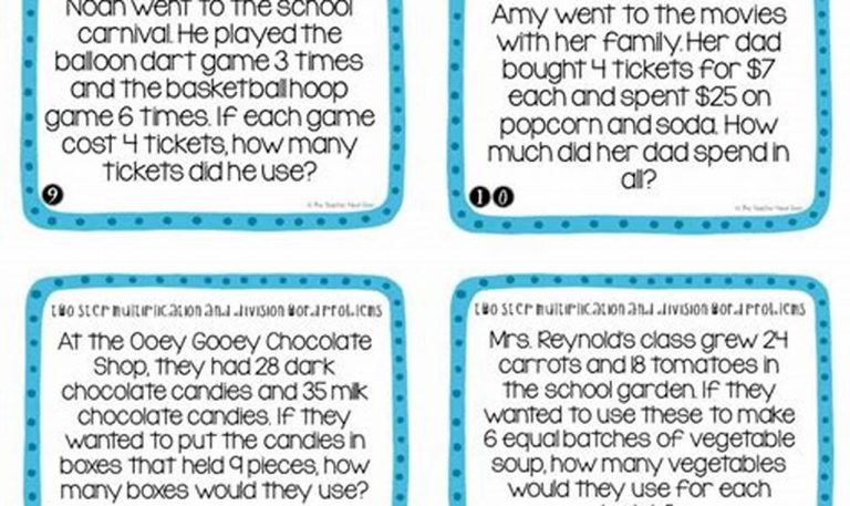 2 Step Multiplication Word Problems 3rd Grade