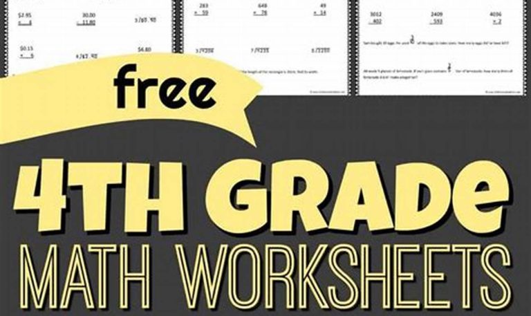 Fourth Grade Math Worksheets 4th Grade