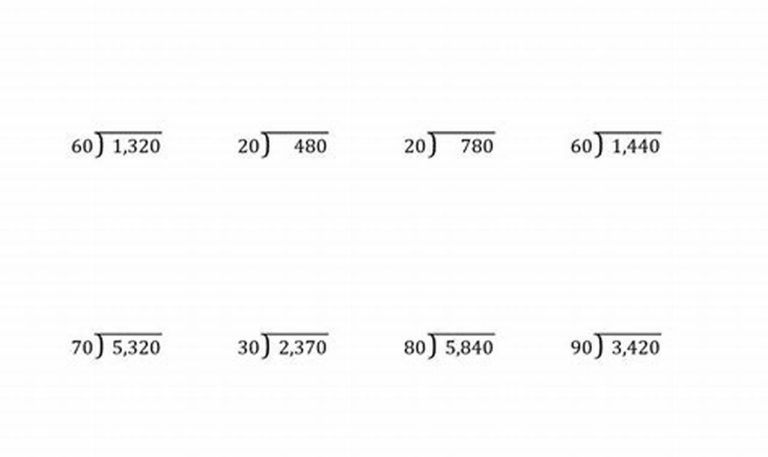 Long Division Questions Year 6