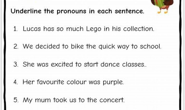 English Worksheets For Grade 5 Pronouns