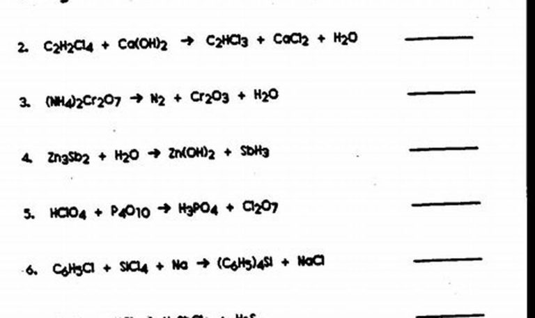Word Equations Worksheet With Answers