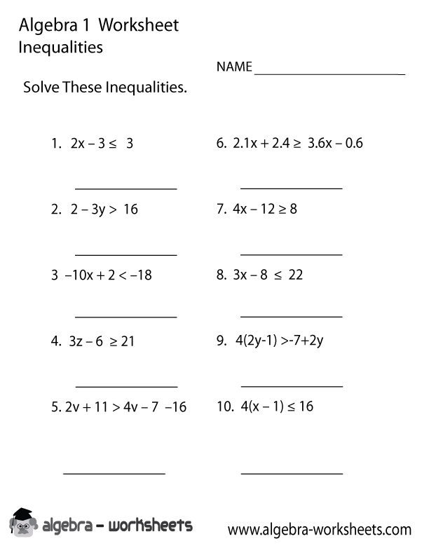 Algebra Problems Worksheet
