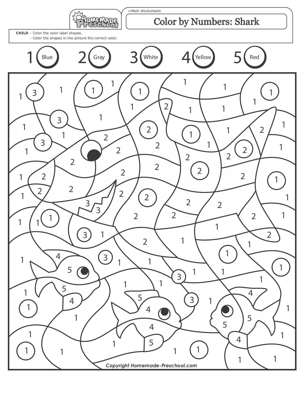 Color By Number Worksheets
