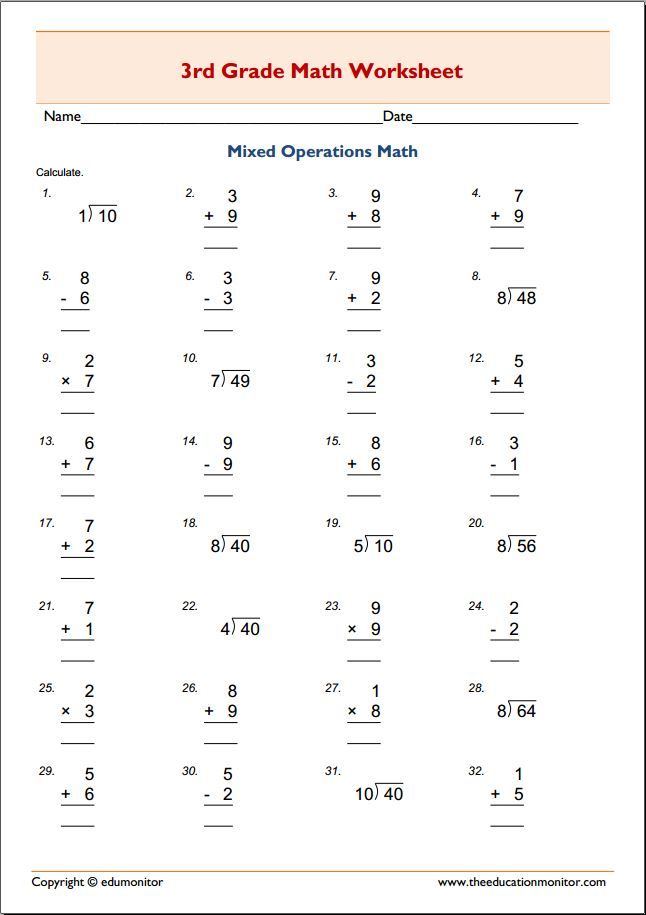 Math Problems For 3rd Graders