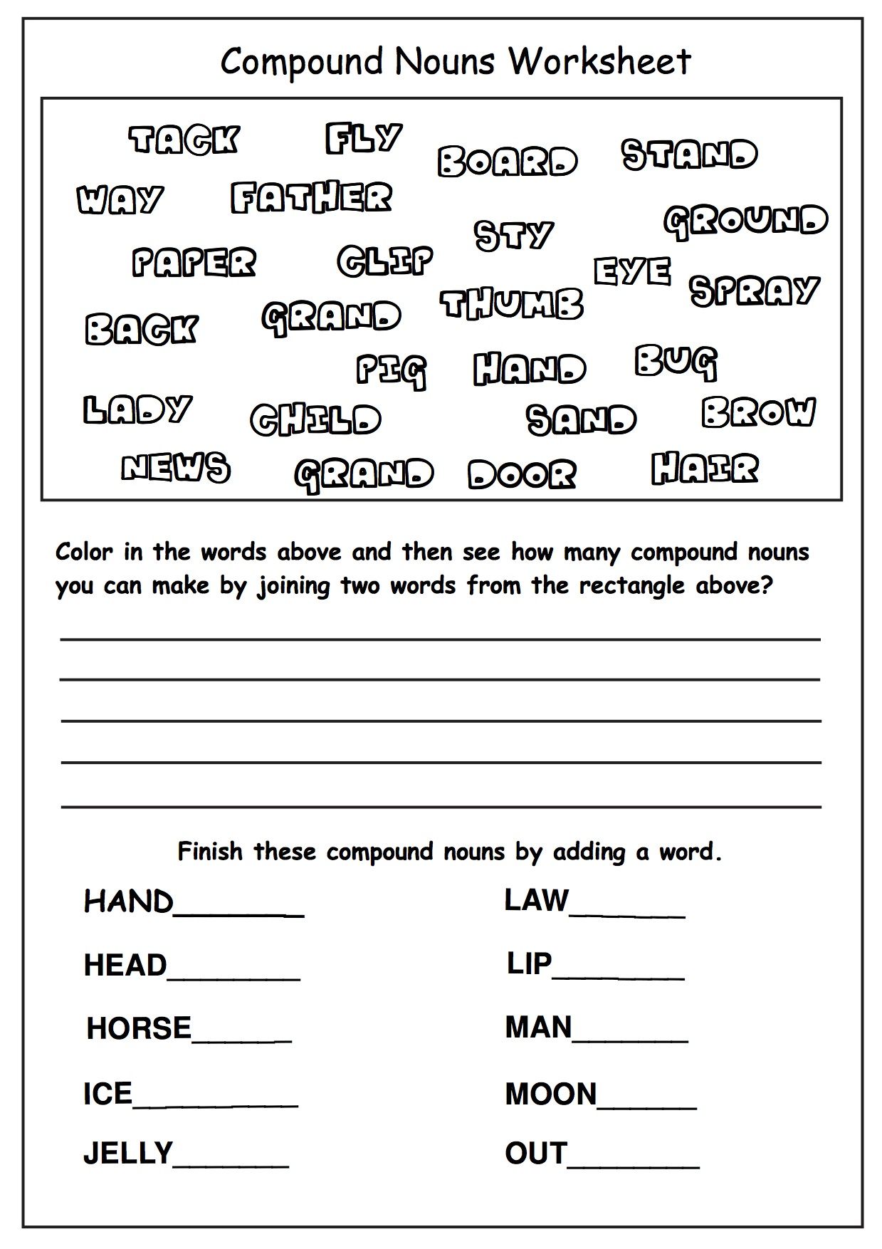 Compound Nouns Worksheet